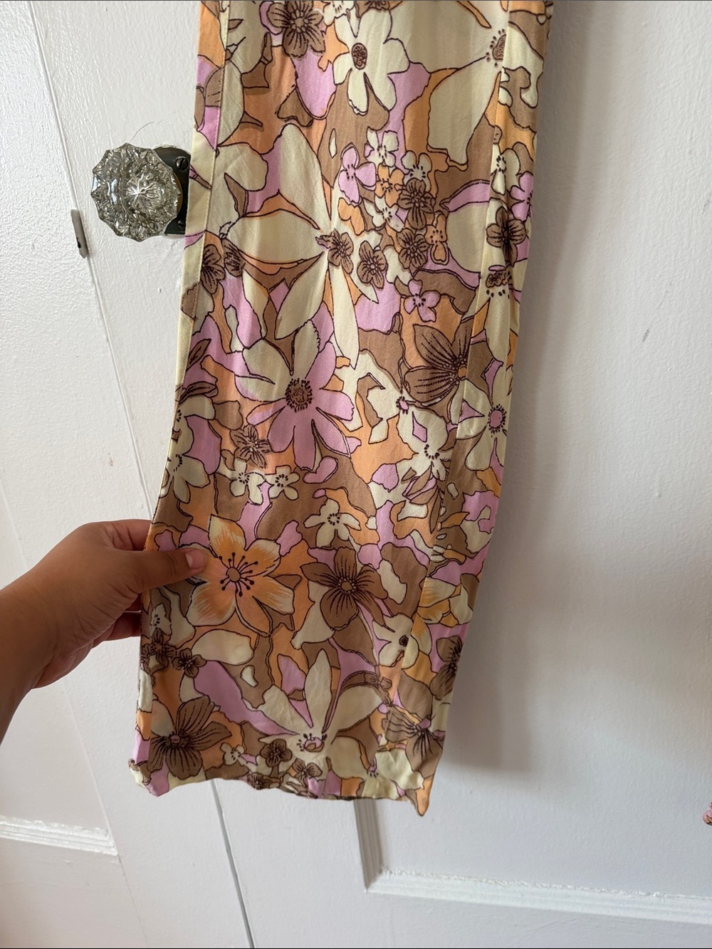 For Love And Lemons Renata Tan Floral Wide-Leg Pants - Picture 4 of 8